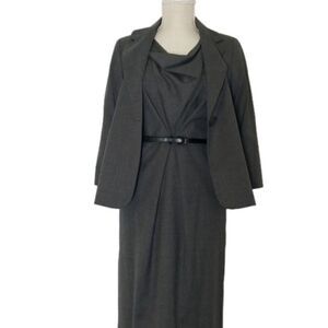 Talbots Women's Vintage two piece midi Dress and Blazer vintage suit dark‎ grey